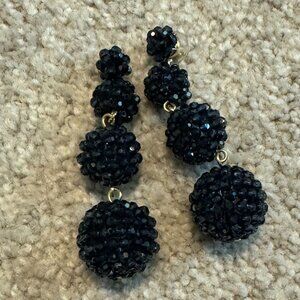 J Crew Navy Graduating Drop Ball Earrings